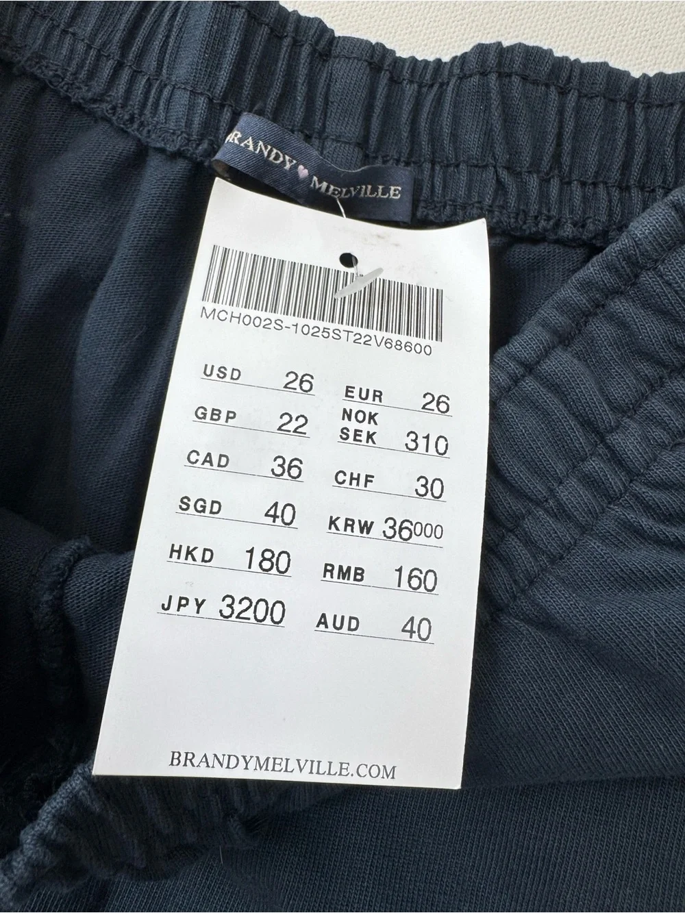 NWT Brandy Melville Georgetown Navy Sweat Shorts One Size